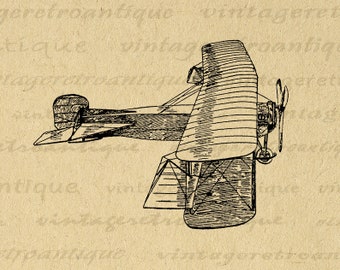 Digital Airplane Graphic Image Vintage Biplane Artwork Download Plane Printable Antique Plane Clip Art for Transfers etc 300dpi No.990