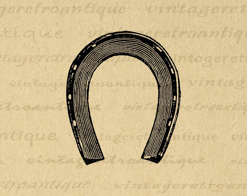 Printable Horseshoe Image Download Digital Graphic Illustration Antique ...