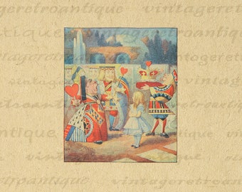 Digital Image Off with Her Head Queen of Hearts Alice in Wonderland Printable Graphic Color Download Vintage Clip Art HQ 300dpi No.2823