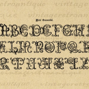 Alfabeto antiguo, alfabeto imprimible PNG, letras elegantes, descarga instantánea de imágenes digitales