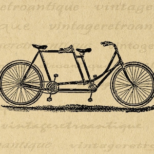 Digital Printable Tandem Bicycle Image Two Person Bicycle Graphic Download Antique Clip Art for Transfers Printing etc 300dpi No.4180