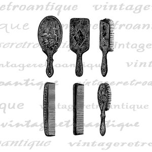 Digital Printable Brush and Comb Set Collection Download Salon | Etsy