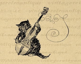 印刷可能なグラフィック子猫バイオリンを弾く猫の画像音楽デジタル