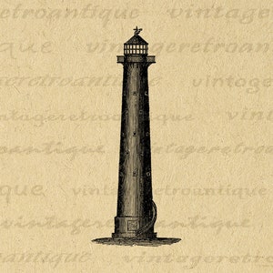 Printable Digital Lighthouse Image Download Graphic Illustration Vintage Ocean Clip Art for Transfers Printing etc 300dpi No.2155