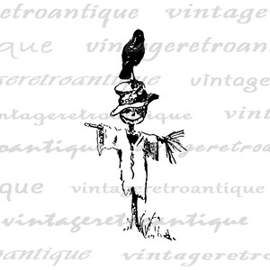 Scarecrow Digital Image Printable Scare Crow Graphic Crow Bird Image ...