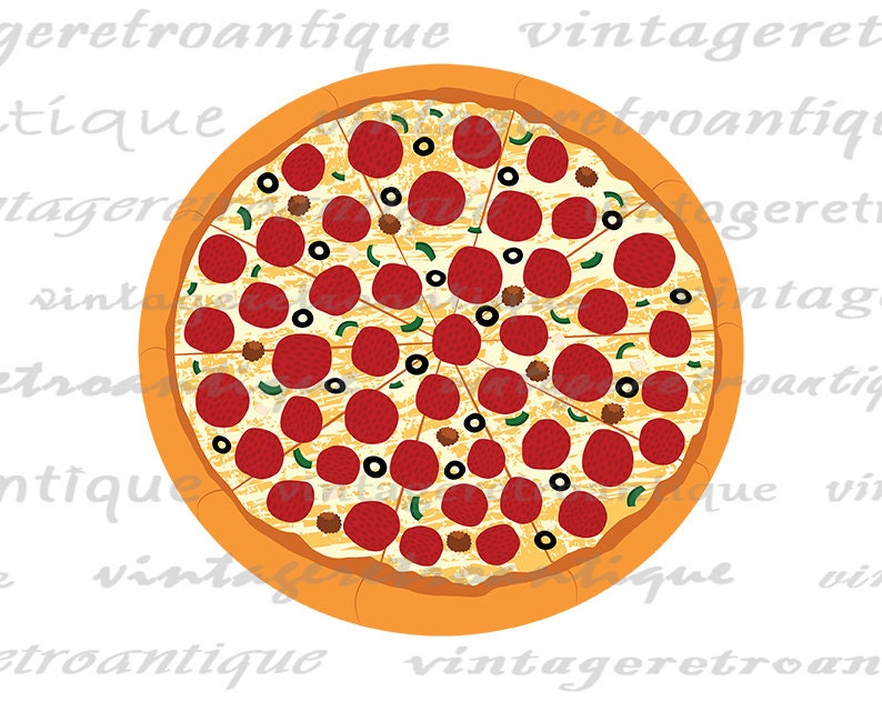 Printable Graphic Pizza Digital Illustration Download Image - Etsy