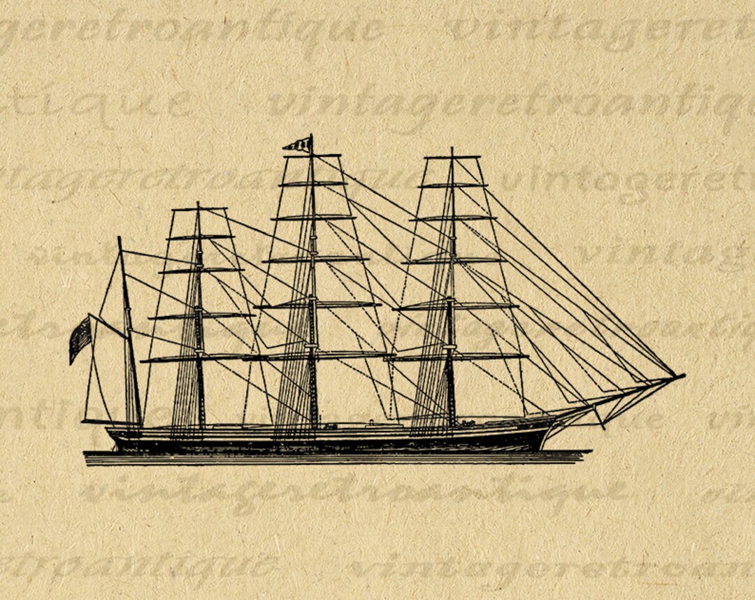 Printable Ship Digital Image Download Antique Sail Boat Illustration ...