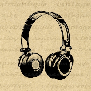 Headphones Printable Digital Download Music Headphones Illustration Digital Image Graphic Clip Art for Transfers etc 300dpi No.2016