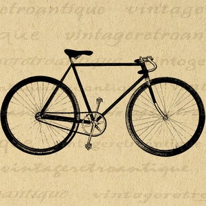 Digital Printable Antique Bike Graphic Vintage Bicycle Illustration ...