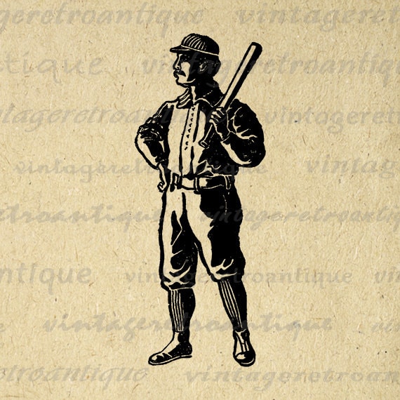Items similar to Digital Printable Antique Baseball Player Image ...