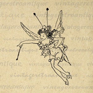 Antique Fairy Printable Graphic Download Illustration Digital Image Vintage Clip Art Jpg Png  Print 300dpi No.1748