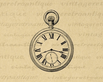 Old Fashioned Antique Pocket Watch Digital Image Download Printable Graphic Vintage Clip Art for Transfers Iron on Prints etc No.1716