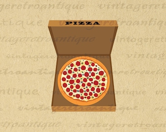 Pizza Illustration Digitale Grafik Druckbare Pizza Bild Download Farbe Clip Art für Transfers Herstellung Drucke etc 300dpi No.2073