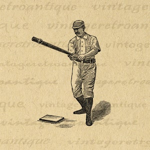 Old Fashioned Baseball Player Digital Image Printable Baseball Download Graphic Baseball Art for Transfers Pillows etc 300dpi No.4195