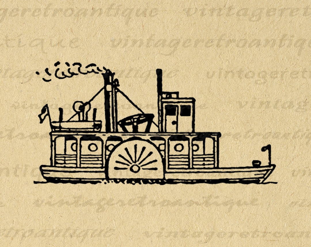 Steamboat Digital Image Graphic Boat Printable Download Illustration