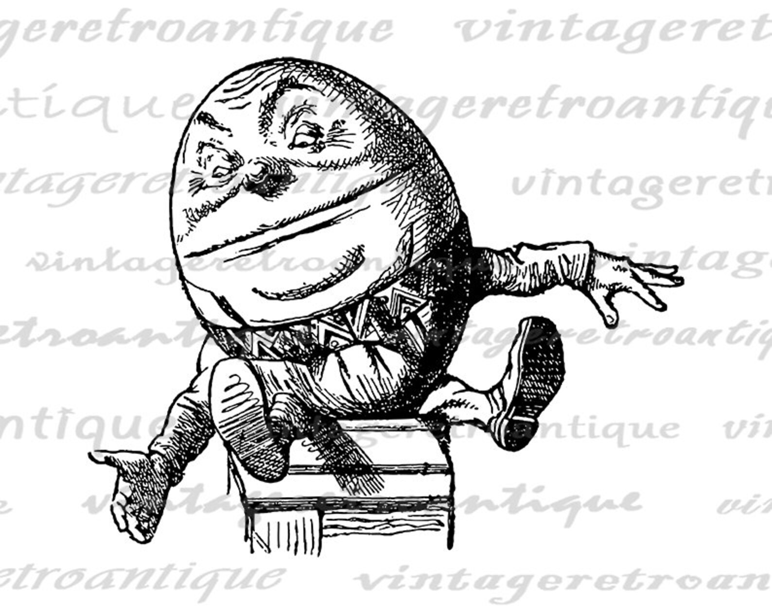 Digital Image Alice in Wonderland Humpty Dumpty Artwork Download ...