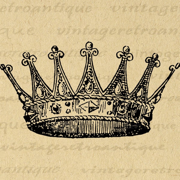 Printable Image Crown Graphic Digital Download Artwork Vintage Crown Clip Art for Iron on Transfers Making Prints etc 300dpi No.2290