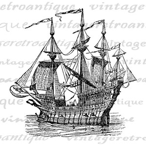 Printable Ship Image Graphic Antique Boat Download Digital Ocean ...