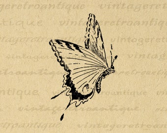 Printable Flying Butterfly Image Graphic Download Digital Artwork Classic Vintage Clip Art for Transfers Prints etc 300dpi No.2541