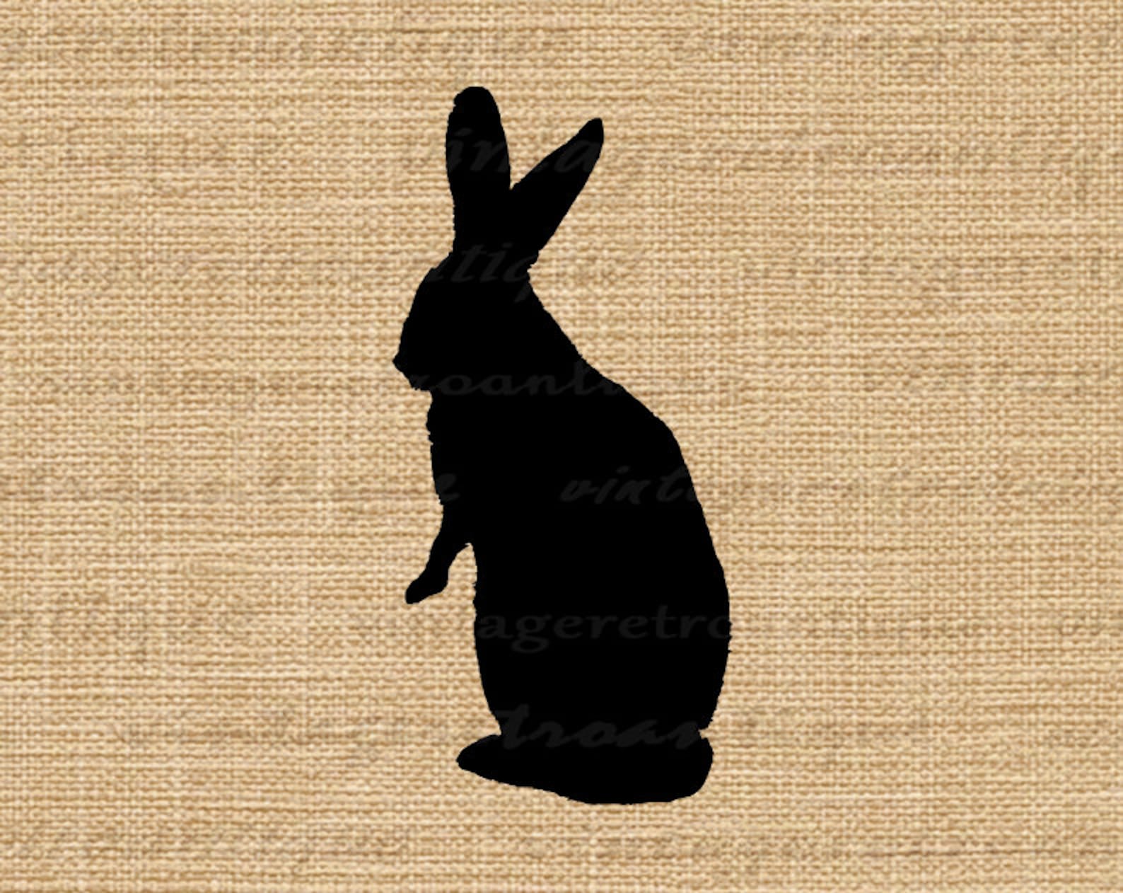 Rabbit Silhouette Digital Printable Graphic Bunny Shape Etsy