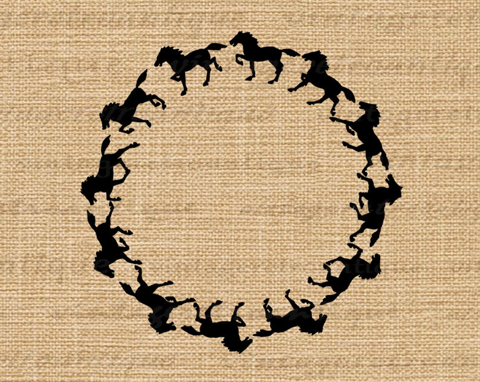 Horse Silhouette Circle Design Digital Graphic Printable Horse Etsy