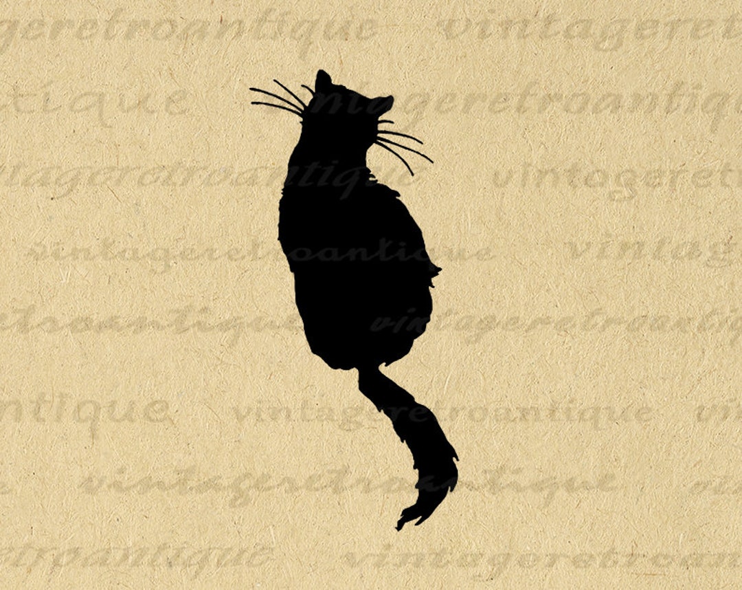 Printable Cat Silhouette Graphic Cat Digital Image Animal Artwork ...