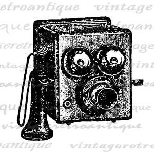 Antique Telephone Digital Image Printable Phone Illustration Graphic ...