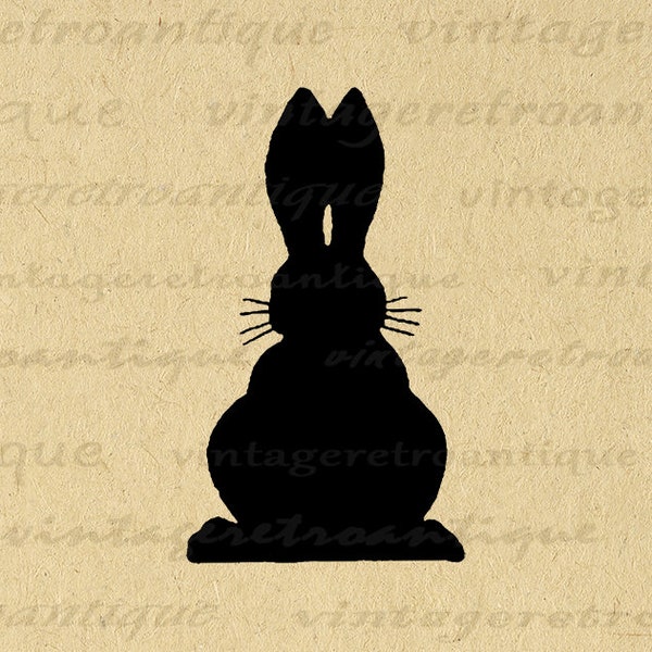 Bunny Silhouette Printable Graphic Download Rabbit Illustration Digital Image for Iron on Transfers T-Shirts Pillows 300dpi No.3296