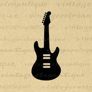 Chitarra elettrica Grafica stampabile Scarica Icona musicale Immagine digitale Clip art vintage per trasferimenti Realizzazione stampe ecc. 300 dpi N. 4331