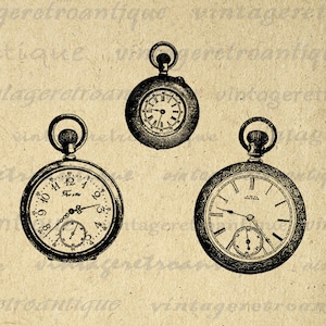 Printable Image Antique Pocket Watches Graphic Pocketwatch Clock Download Digital Vintage Clip Art Jpg Png  Print 300dpi No.3673