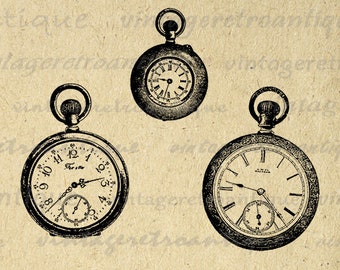 Printable Image Antique Pocket Watches Graphic Pocketwatch Clock Download Digital Vintage Clip Art Jpg Png  Print 300dpi No.3673