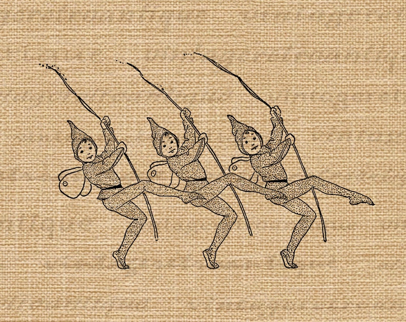 Printable Image Three Fairies Download Fairy Graphic Digital Illustration Vintage Clip Art for Transfers Printing etc 300dpi No.2406
