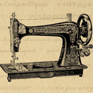 Printable Sewing Machine Digital Image Illustrated Art Download Graphic Vintage Clip Art for Transfers Printing etc 300dpi No.1221