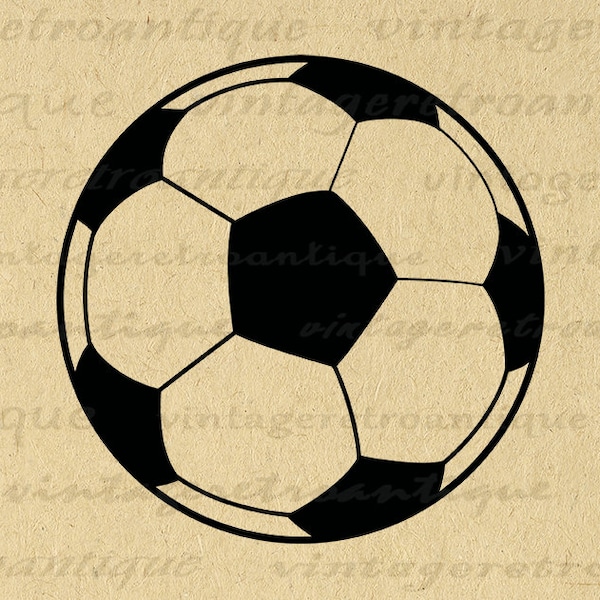 Printable Image Soccer Ball Graphic Download Soccer Digital Illustration Vintage Clip Art for Transfers Printing etc 300dpi No.3968