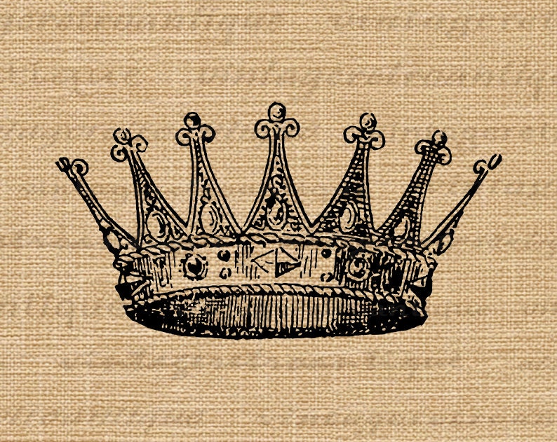 Printable Image Crown Graphic Digital Download Artwork Vintage Crown ...
