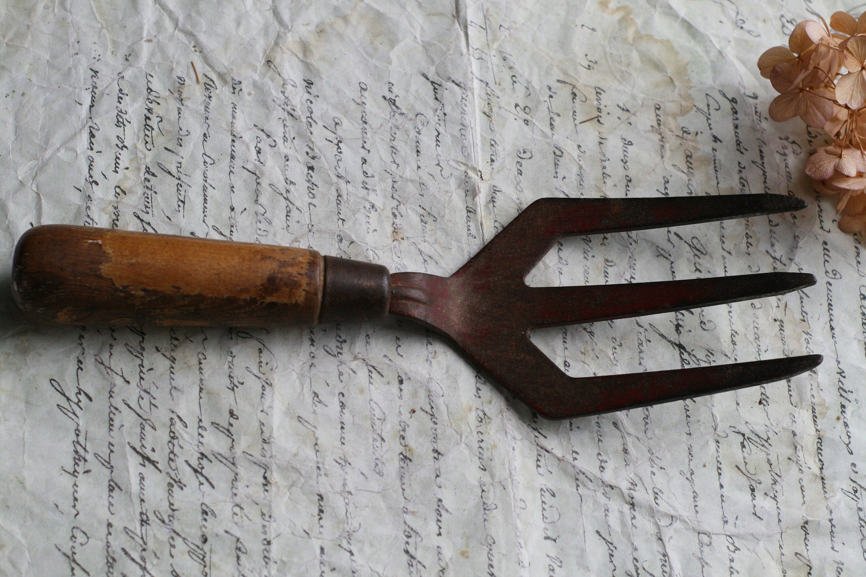 Vintage garden fork garden tool English made wooden Etsy