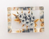 Vintage Clear Lucite and Pale Blue Flowers 1930s 1940s Brooch.