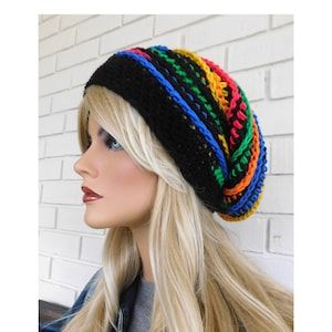 Colorful Slouchy Beanie Hat, Women's Hat, Handmade, Boho accessory, Bohemian Chic, Boho Hat,Hippie Hat, Hipster Hat