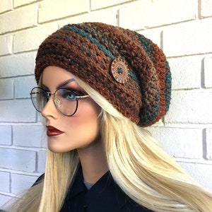 Slouchy Beanie Hat, Crocheted Slouchy Hat,Woodland Colors Slouchy Beanie, Women's Winter Hat, Fall/Winter Fashion Trends