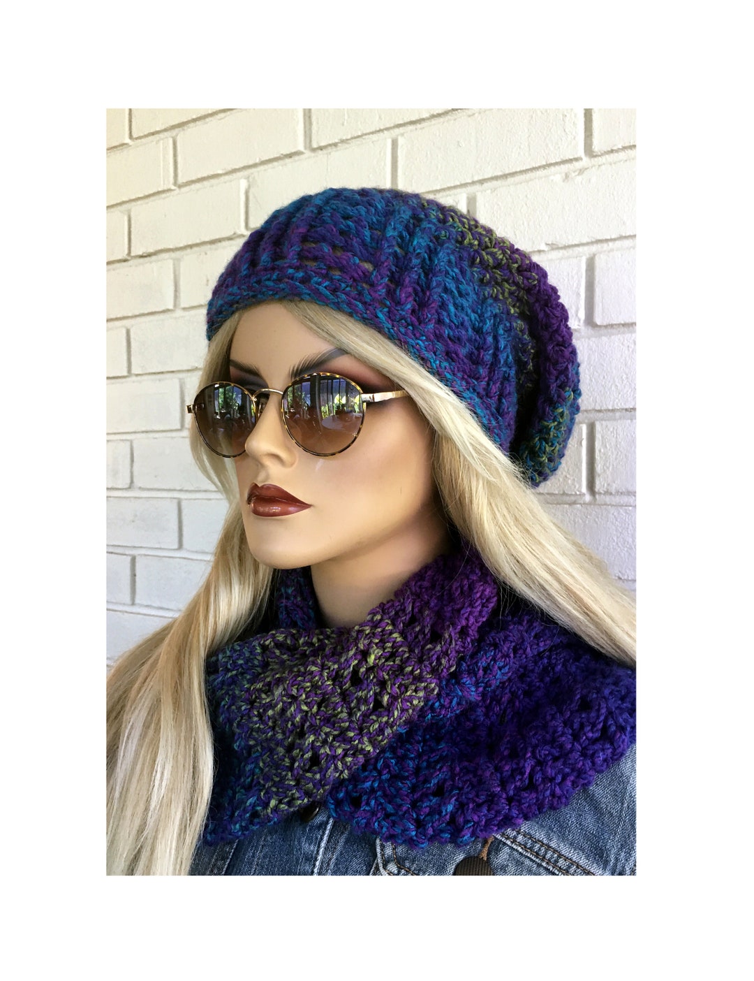 Ready to Ship Women's Long Scarf and Hat Set Slouchy Hat Etsy