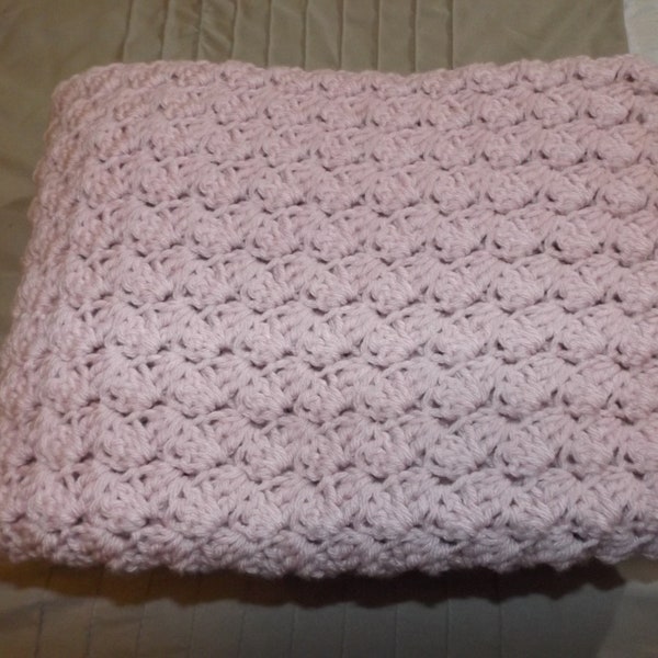 Dusty Rose Crocheted Baby Blanket/Rose Baby Afghan/Light Pink Crocheted Newborn Blanket/Handmade Baby Blanket/Pink Baby Afghan