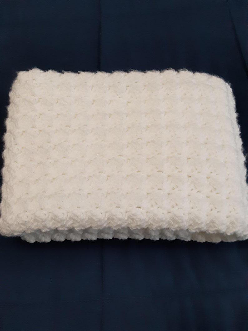 White Baby Blanket/white Crocheted Baby Blanket/white Baby Afghan