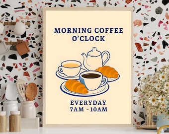 Morning Coffee Poster, Coffee Art Print, Kitchen Wall Decor, Coffee Lover Gift, Coffee Lover Gift, Home Decor, Kitchen Decor Print