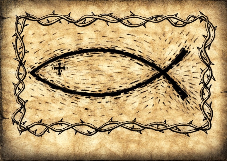 Icthus Christian Fish Art Print 11x15 Christian Art Wood Cut Etsy