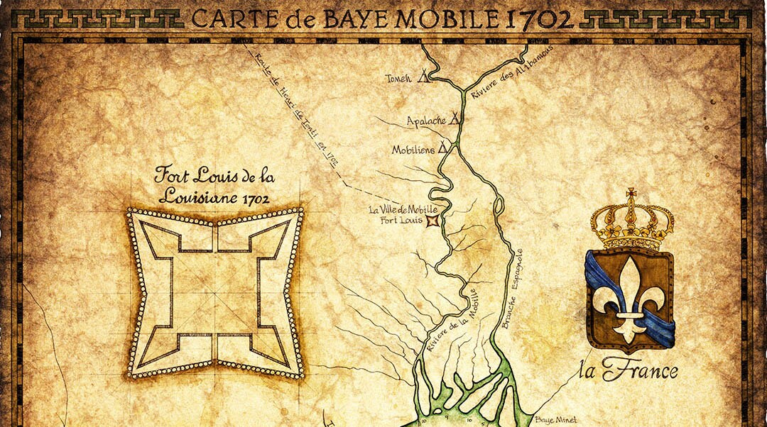 1702 Mobile Bay Map Art 14 x 19 Hand Drawn Etsy