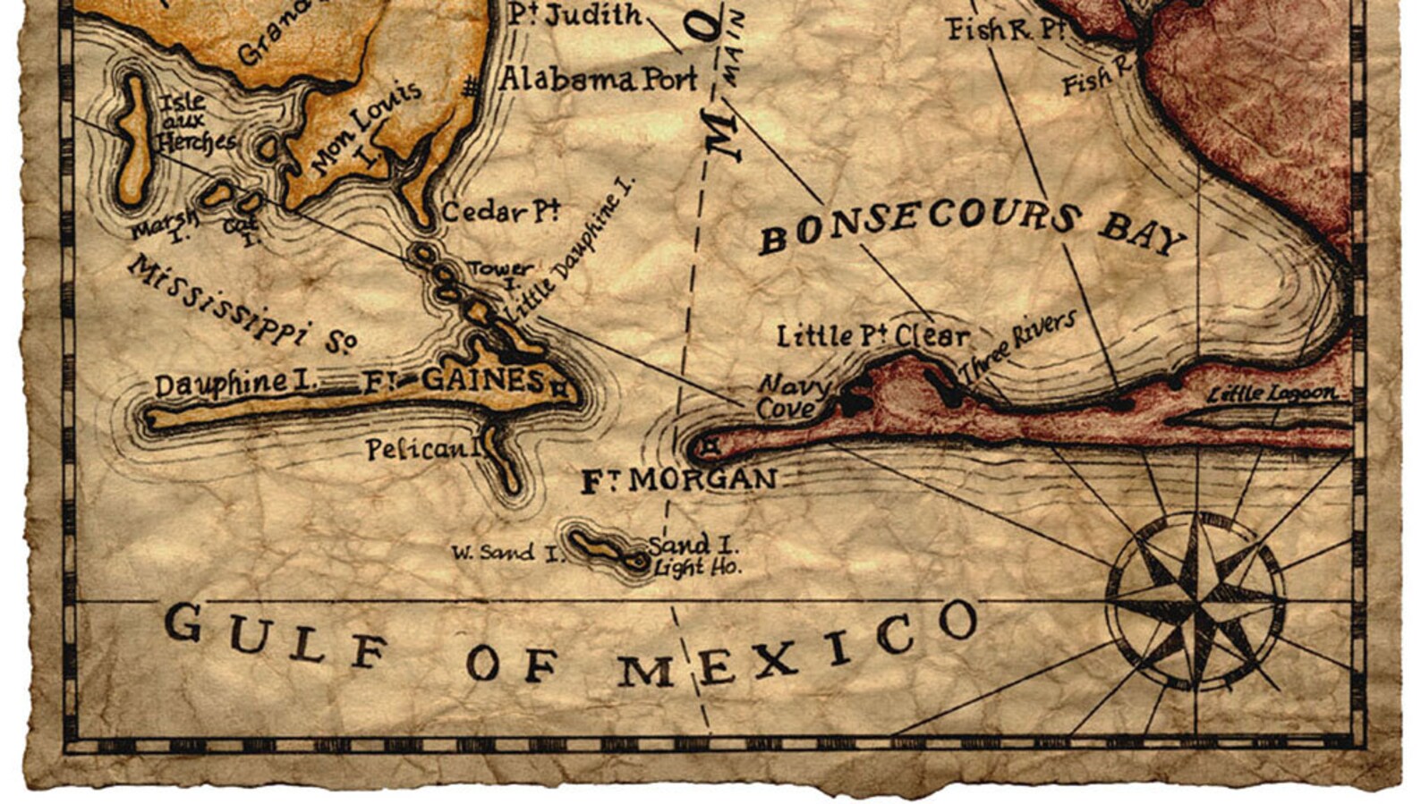 Mobile Bay Map Art Mobile Harbor C.1865 Old Maps and Etsy