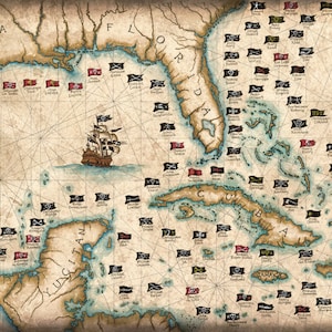 101 Pirates Art Print, 18" x 26" of 22" x 34" - Art Print, Jolly Rogers, piratenvlag, piratenafdrukken, Pirates of the Caribbean, schedels