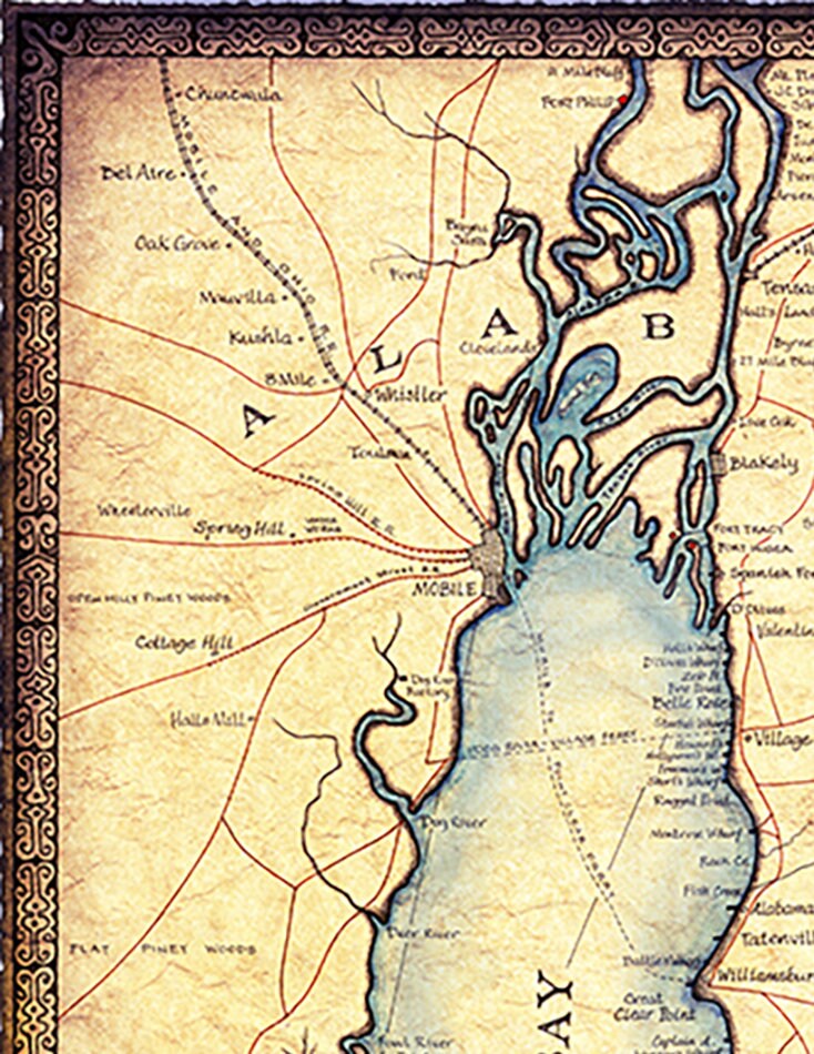 Mobile Bay Map Art C. 1865 14 X 19 Civil War Etsy Australia