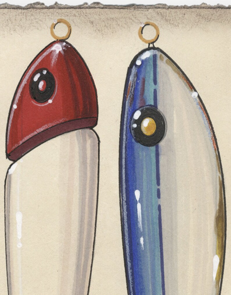 Antique Fishing Lure Art Print 5.5 X 10 Fish Art Prints Etsy