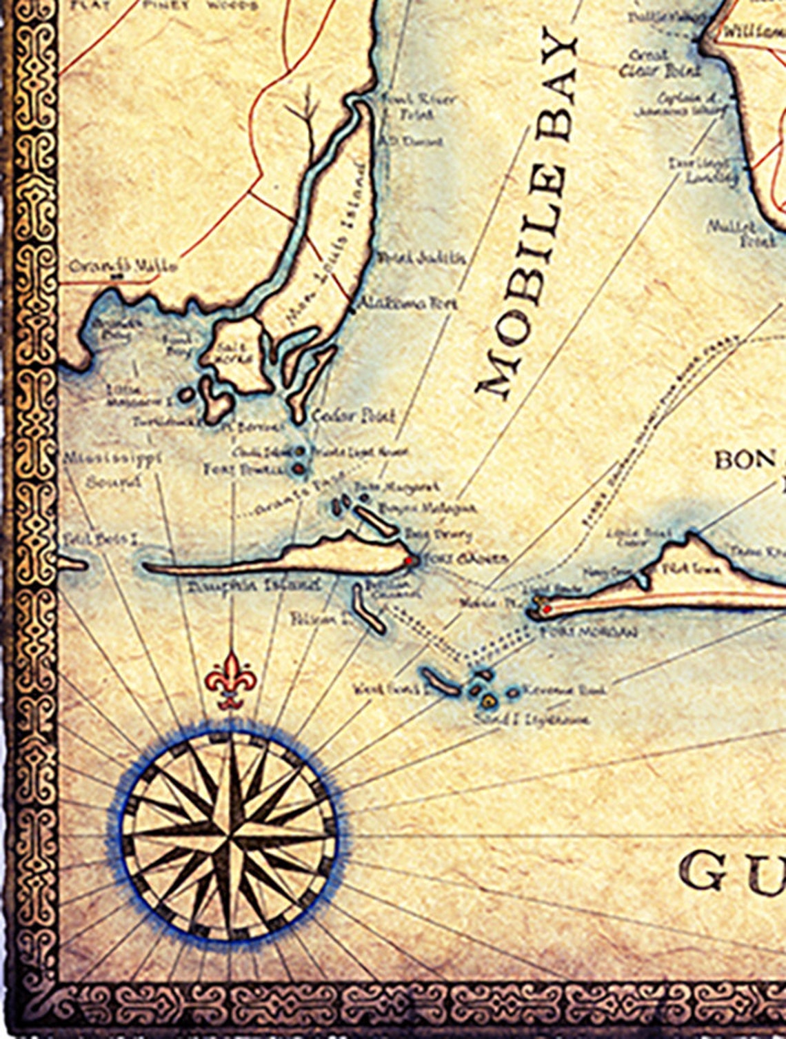 Mobile Bay Map Art C. 1865 14 X 19 Civil War Etsy Australia